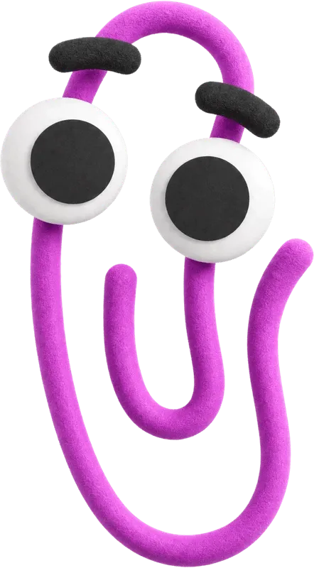 Friendly pink paperclip character