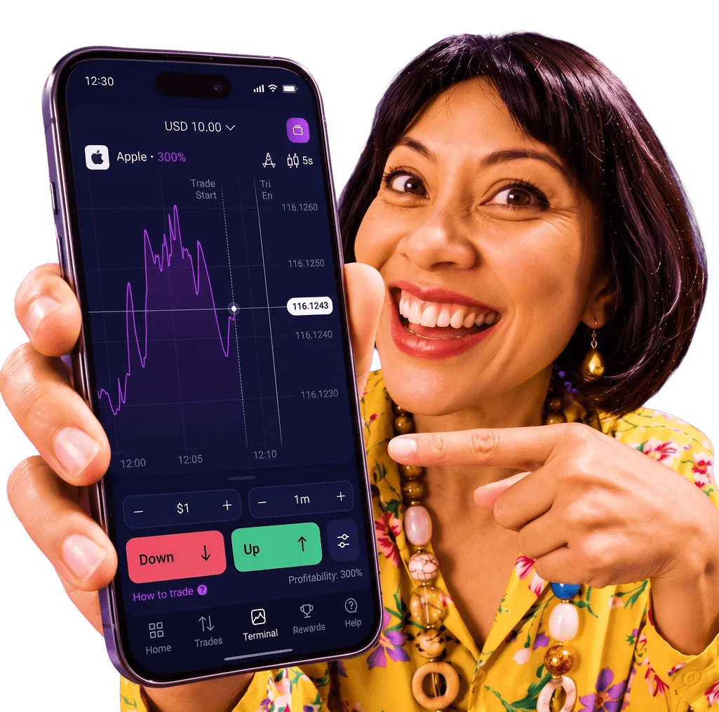 Tampilan aplikasi trading pada ponsel