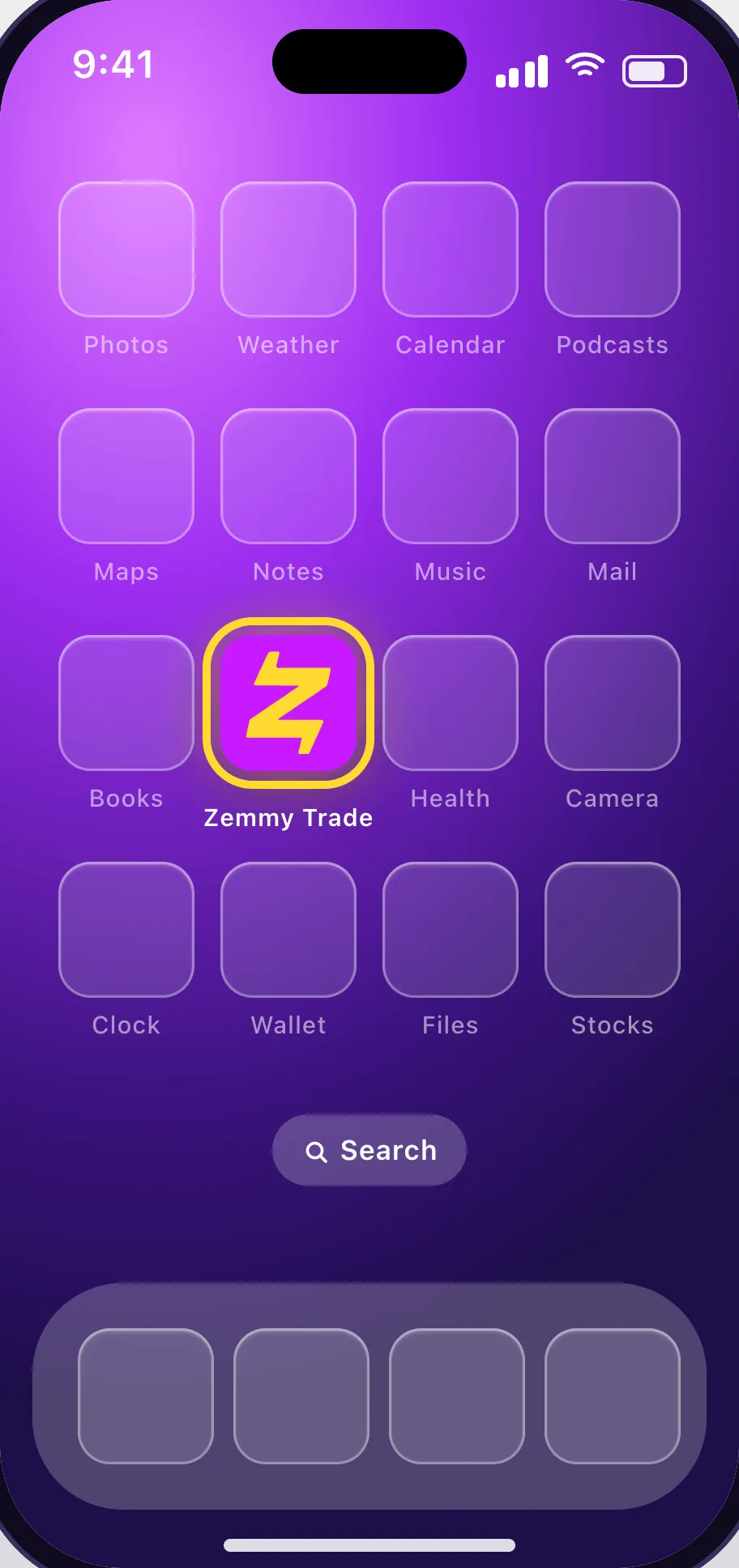 Zemmy Trade icon on the iPhone Home Screen